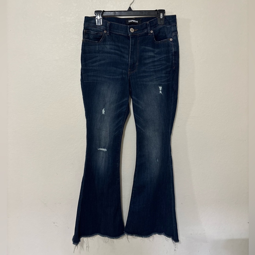 Express Women's high rise Blue Flare Jeans